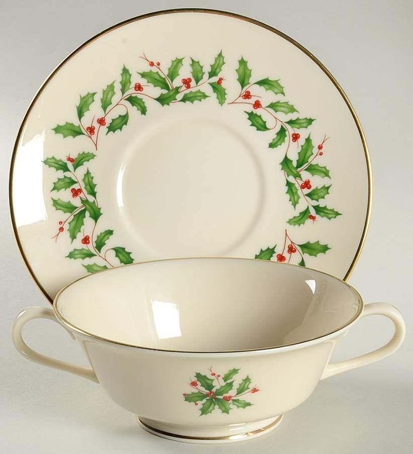 Holiday (Presidential)  Footed Cream Soup Bowl & Saucer Set by Lenox-1
