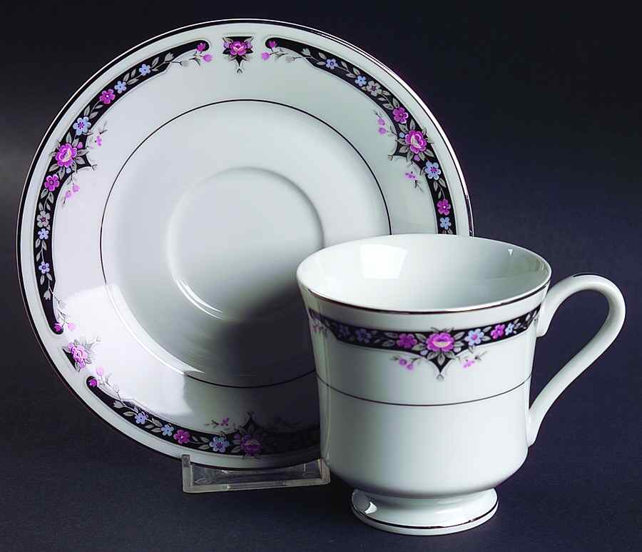 Ebony Fair Footed Cup & Saucer Set by Lynnbrooke-1