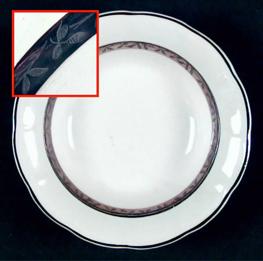 Etched Platinum (Scalloped) Fruit/Dessert (Sauce) Bowl by Limoges-American-1