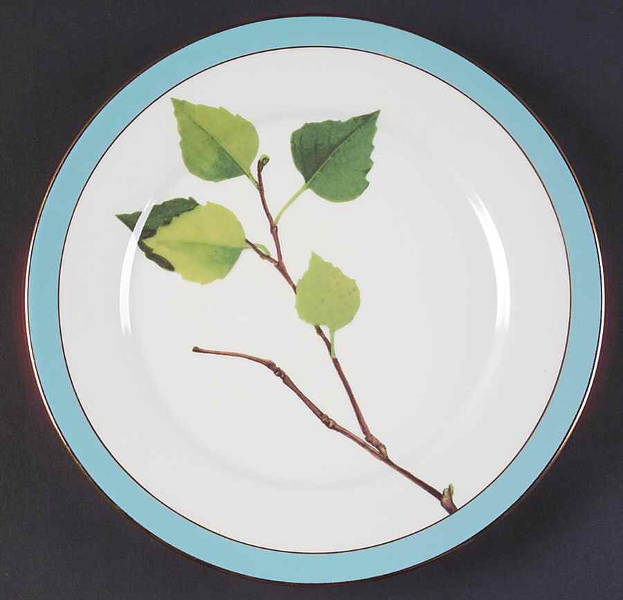 Branches Turquoise Dessert/Pie Plate by Laure Japy-1