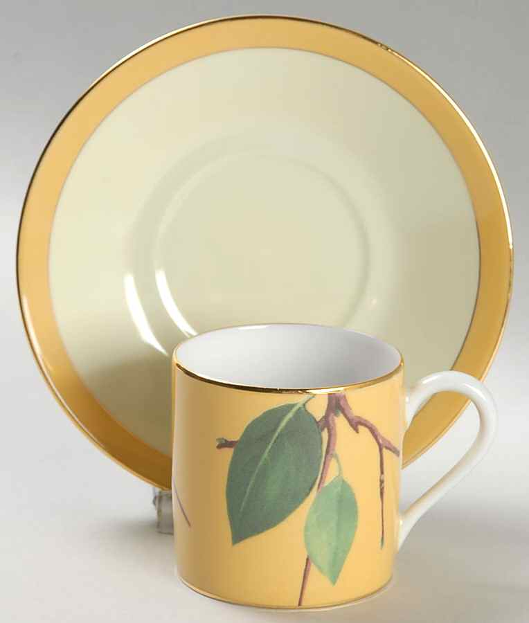 Branches Yellow Flat Demitasse Cup & Saucer Set by Laure Japy-1