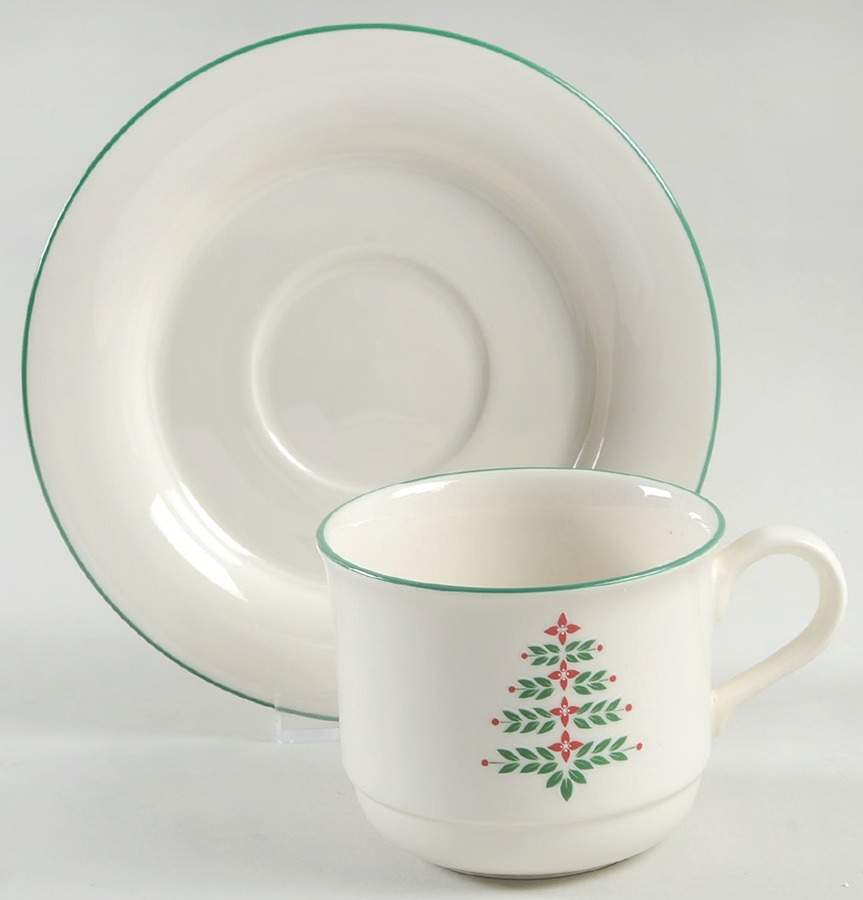 Yuletide Tree Flat Cup & Saucer Set by Lenox-1