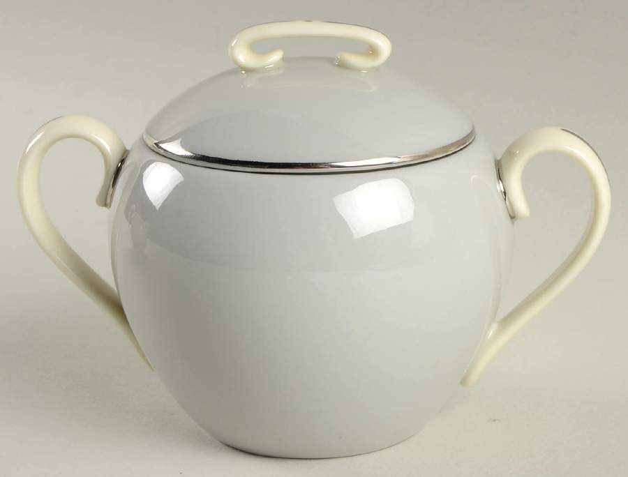 Devon Collection Blue Gray(Platinum Trim) Sugar Bowl & Lid by Lenox-1