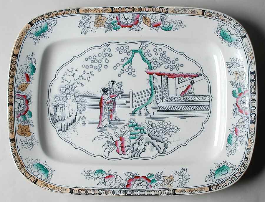 Chinese 13" Rectangular Serving Platter by Lazarus Straus & Sons-1