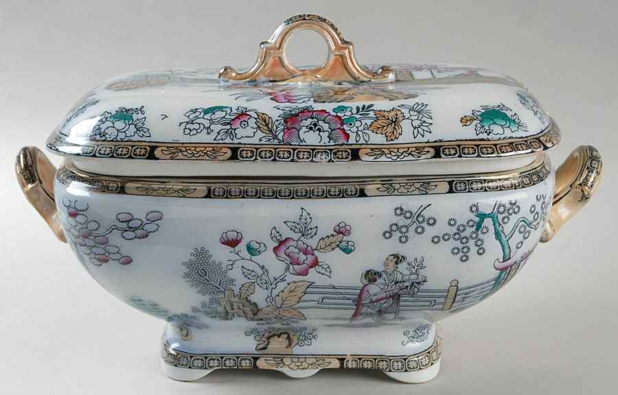 Chinese Rectangular Tureen & Lid by Lazarus Straus & Sons-1