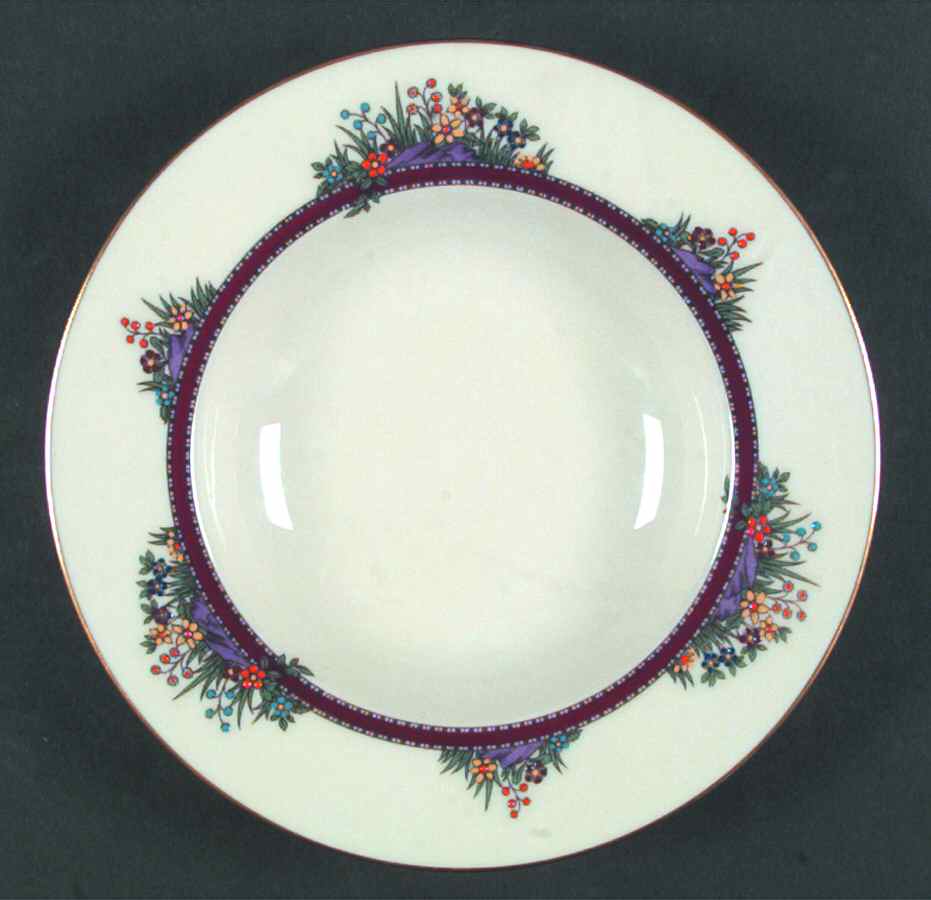 Hathaway Maroon Rim Soup Bowl by Lenox-1