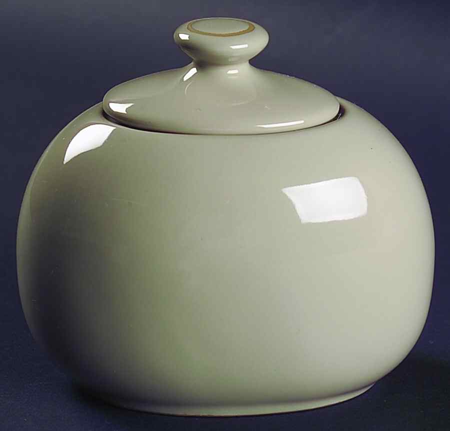Taupe Stripe Sugar Bowl & Lid by Lindt-Stymeist-1