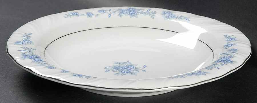 Blue Rose Large Rim Soup Bowl by Lynn's China-1