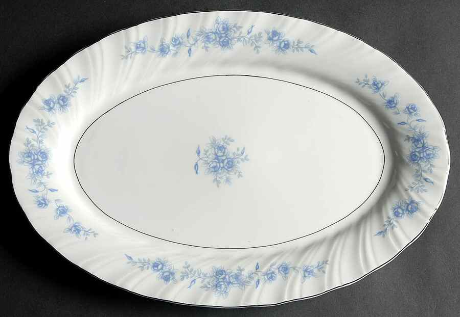 Blue Rose 14" Oval Serving Platter by Lynn's China-1