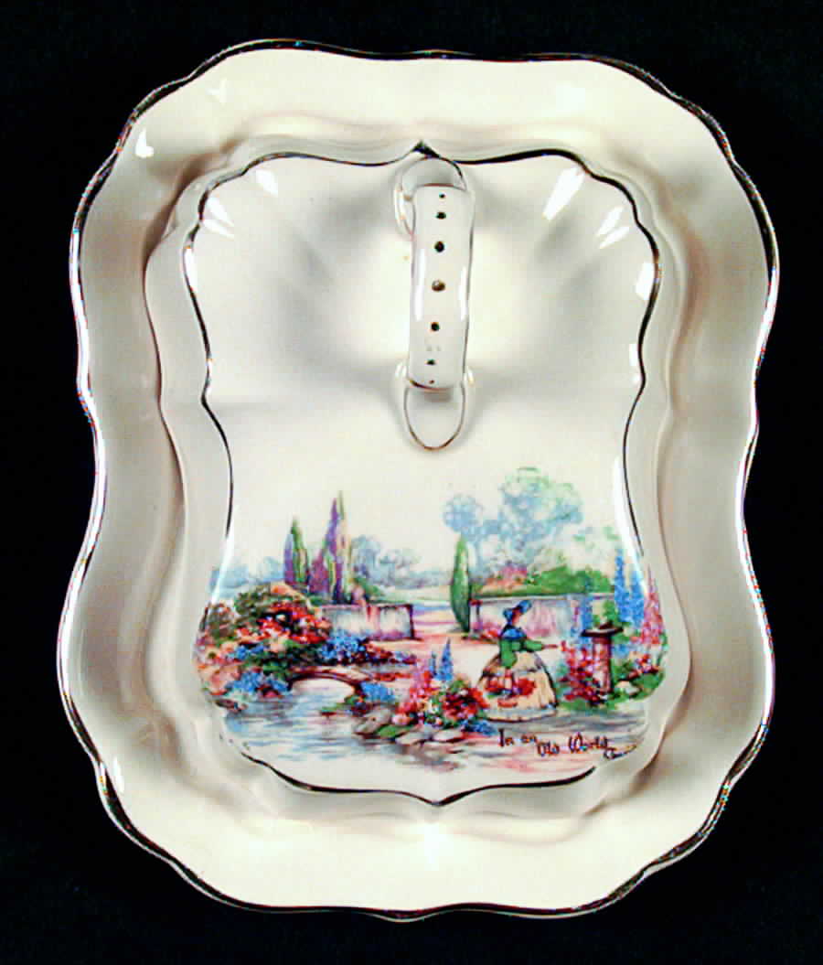 In An Old World Garden Cheese Dish with Lid (Wedge) by Lancaster & Sandland-1