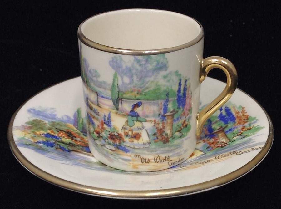 In An Old World Garden Flat Demitasse Cup & Saucer Set by Lancaster & Sandland-1