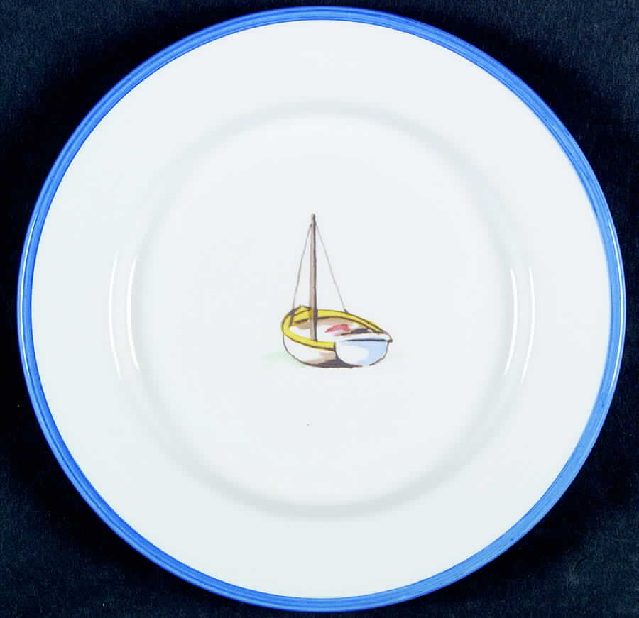 Vineyard Boat Blue Dessert/Pie Plate by Ralph Lauren China-1