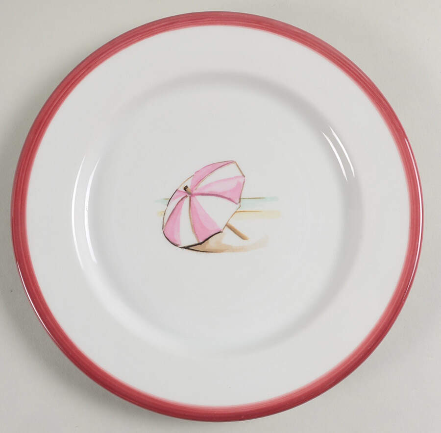 Vineyard Umbrella Red Dessert/Pie Plate by Ralph Lauren China-1