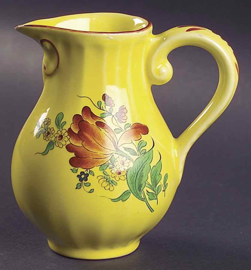 Old Strasbourg (Yellow Background, Roses) Creamer by Luneville-1