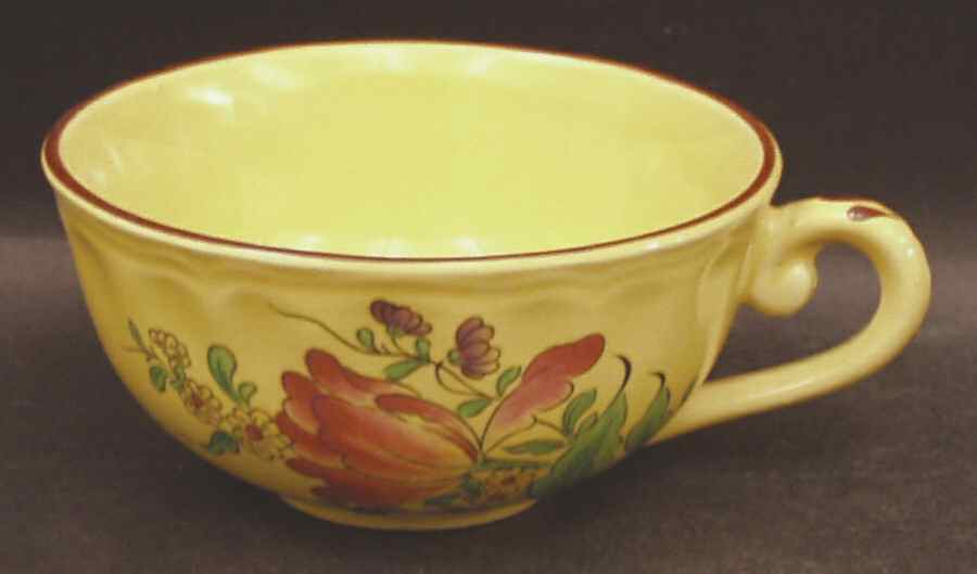 Old Strasbourg (Yellow Background, Roses) Flat Cup by Luneville-1
