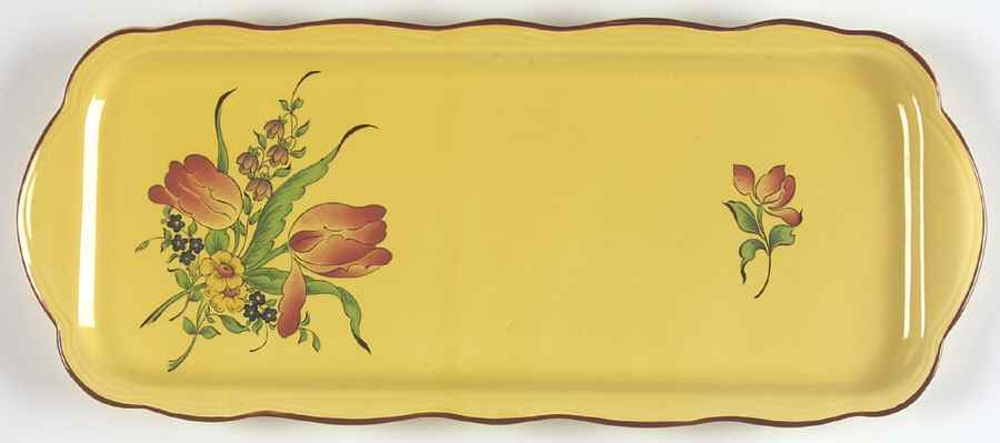 Old Strasbourg (Yellow Background, Roses) Large Sandwich Tray by Luneville-1