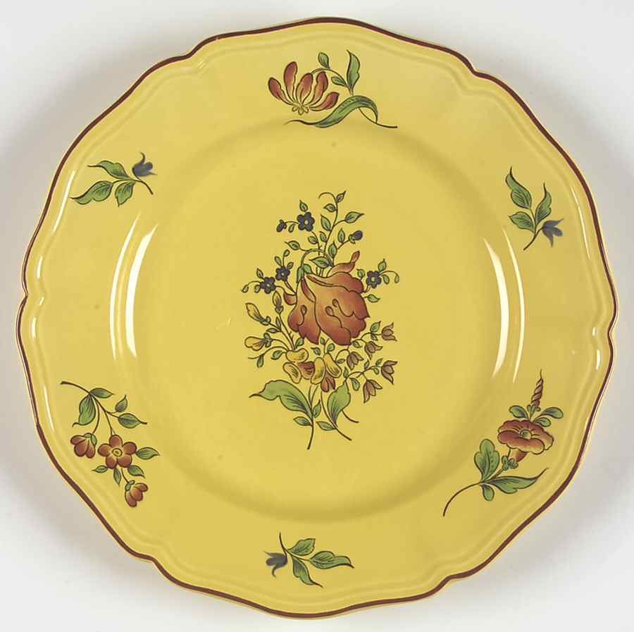 Old Strasbourg (Yellow Background, Roses) Salad Plate by Luneville-1