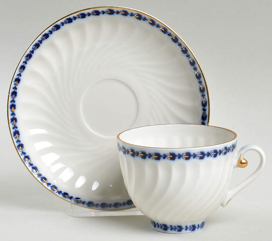 Cobalt Frieze Footed Demitasse Cup & Saucer Set by Lomonosov-1