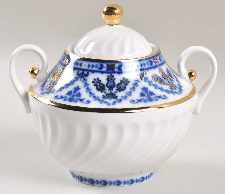 Cobalt Frieze Sugar Bowl & Lid by Lomonosov-1