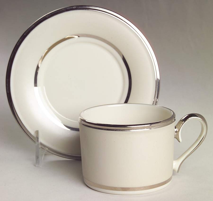 Ivory Frost Flat Cup & Saucer Set by Lenox-1