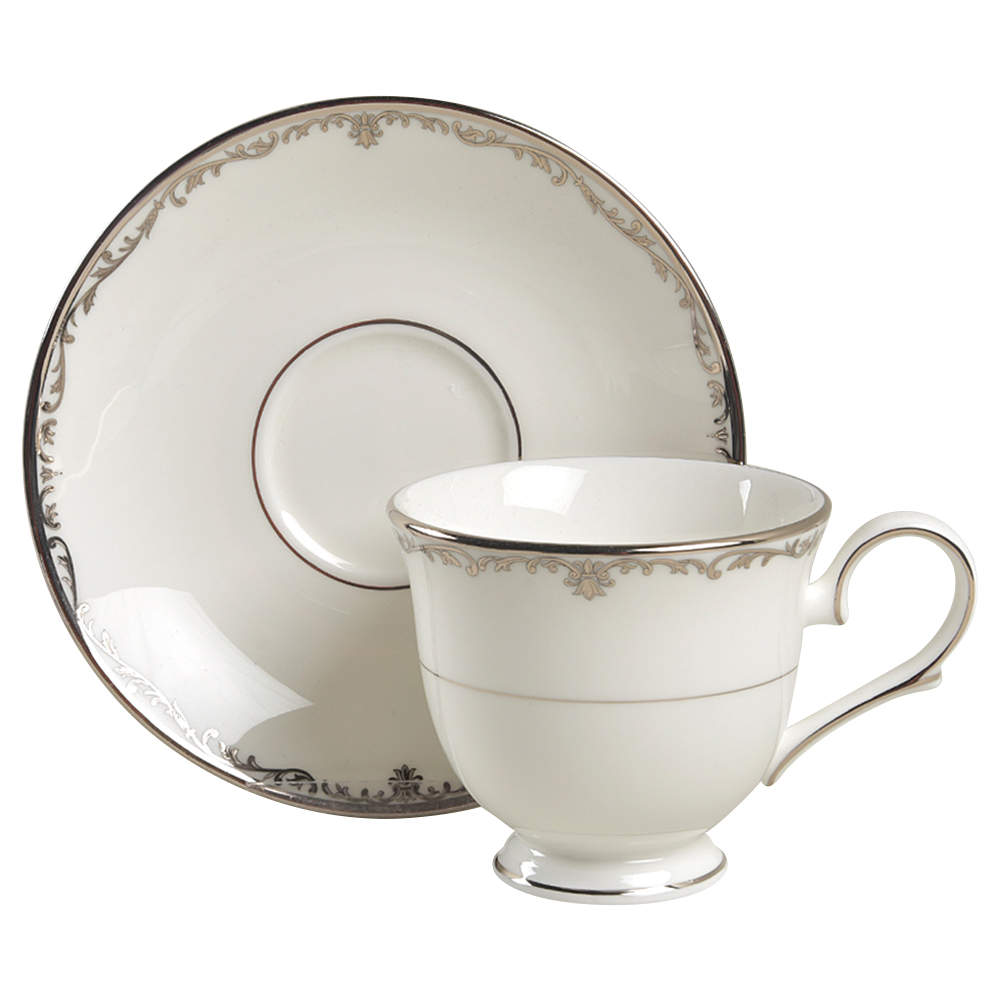 Coronet Platinum Footed Cup & Saucer Set by Lenox-1