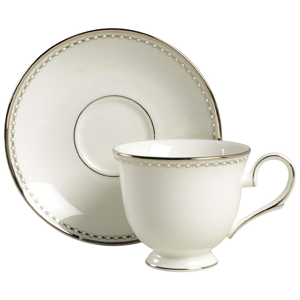 Pearl Platinum Footed Cup & Saucer Set by Lenox-1