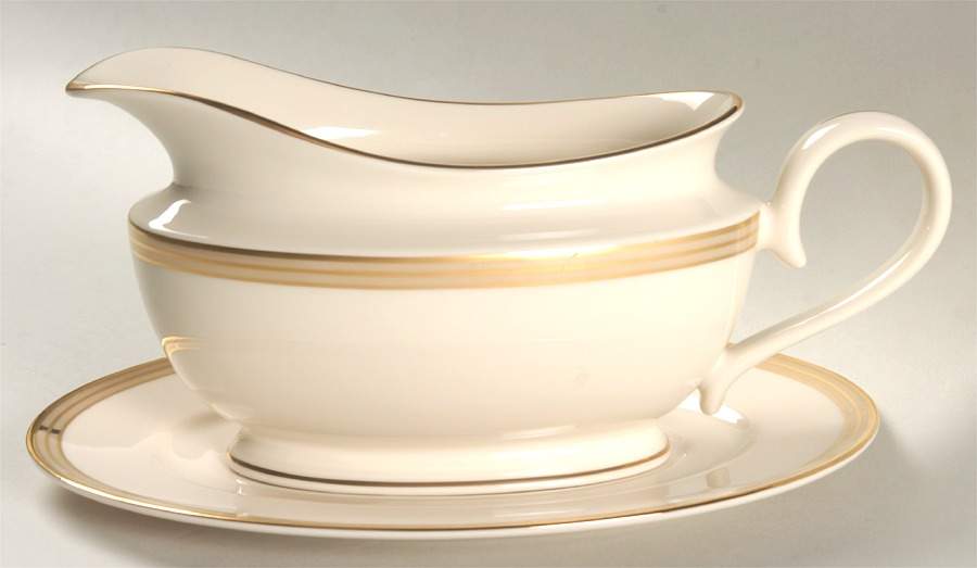 Golden Weave 1999 Shape Gravy Boat & Underplate by Lenox-1