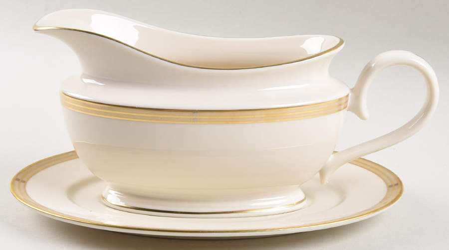 Golden Weave 1999 Shape Gravy Boat & Underplate by Lenox-1