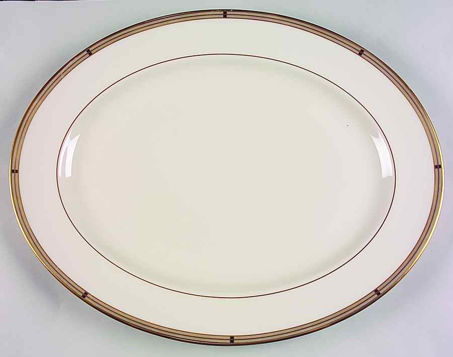 Golden Weave 15" 1999 Shape Oval Serving Platter by Lenox-1
