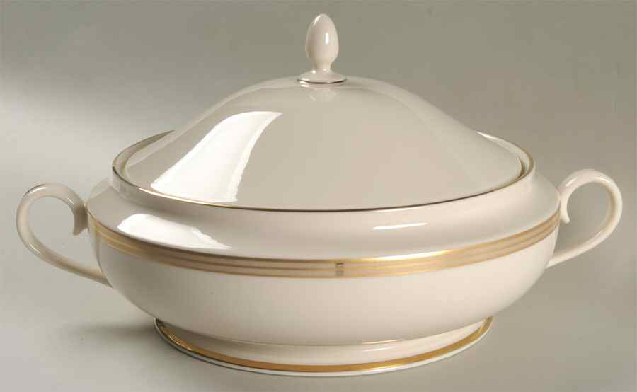 Golden Weave 1999 Shape Round Covered Vegetable by Lenox-1