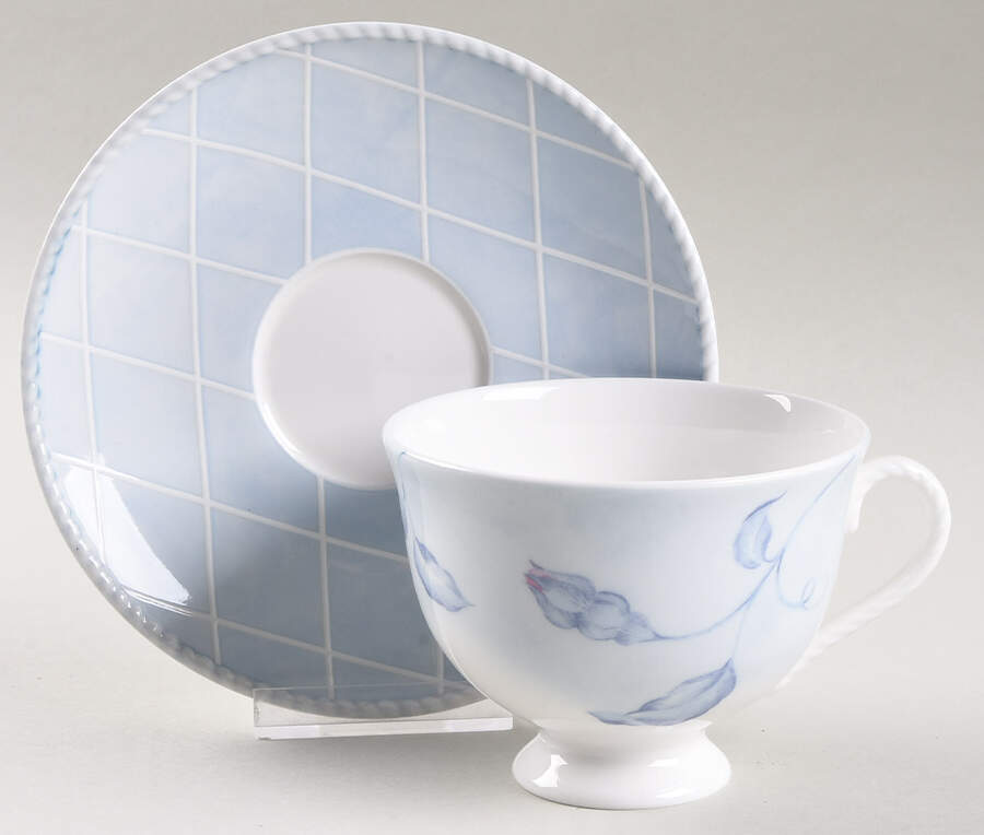 Swedish Rose Footed Cup & Saucer Set by Lenox-1