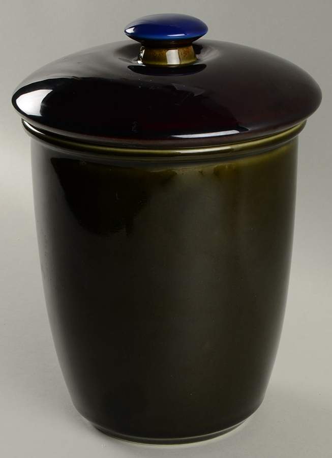 Yo Han Olive Green and Cobalt Blue Large Canister & Lid by Lindt-Stymeist-1