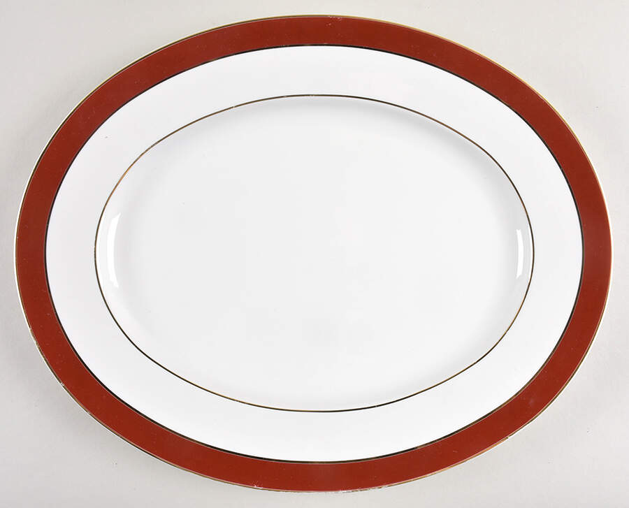 Southport Cabernet with Gold 14" Oval Serving Platter by Ralph Lauren China-1