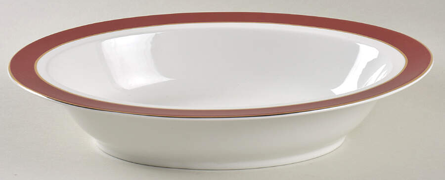 Southport Cabernet with Gold 11" Oval Vegetable Bowl by Ralph Lauren China-1