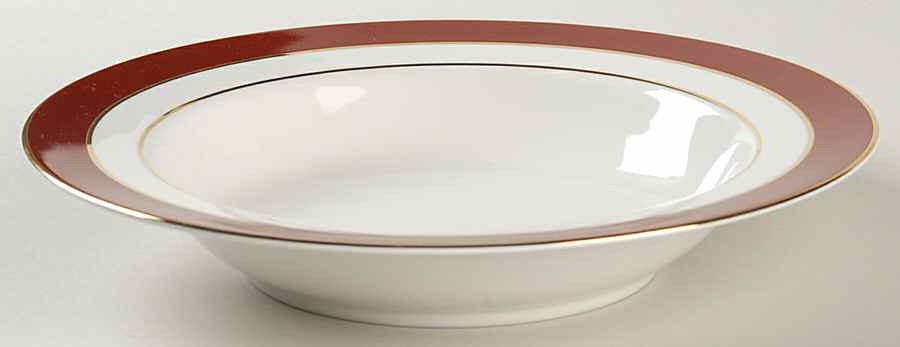 Southport Cabernet with Gold Large Rim Soup Bowl by Ralph Lauren China-1