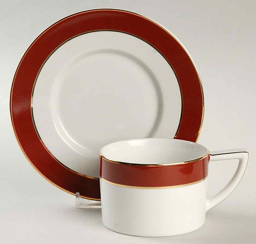 Southport Cabernet with Gold Flat Cup & Saucer Set by Ralph Lauren China-1