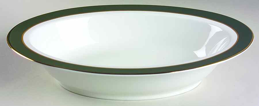 Southport Green with Gold 11" Oval Vegetable Bowl by Ralph Lauren China-1