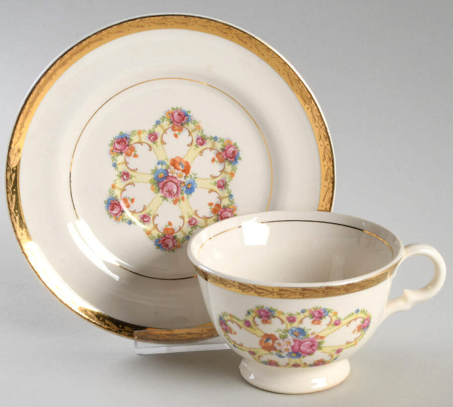 Fortune (Fil #1LC422) Footed Cup & Saucer Set by Limoges-American-1