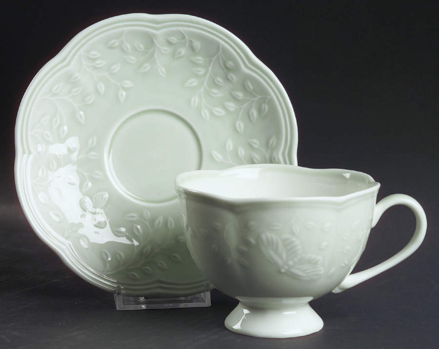 Butterfly Meadow Leaf Footed Cup & Saucer Set by Lenox-1