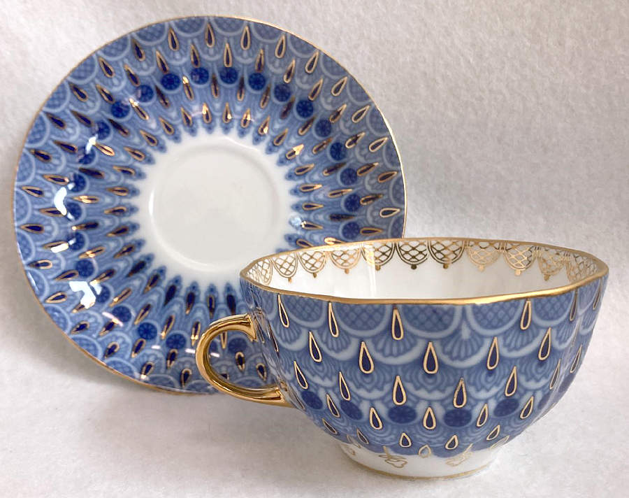 Forget Me Not Flat Cup & Saucer Set by Lomonosov-1