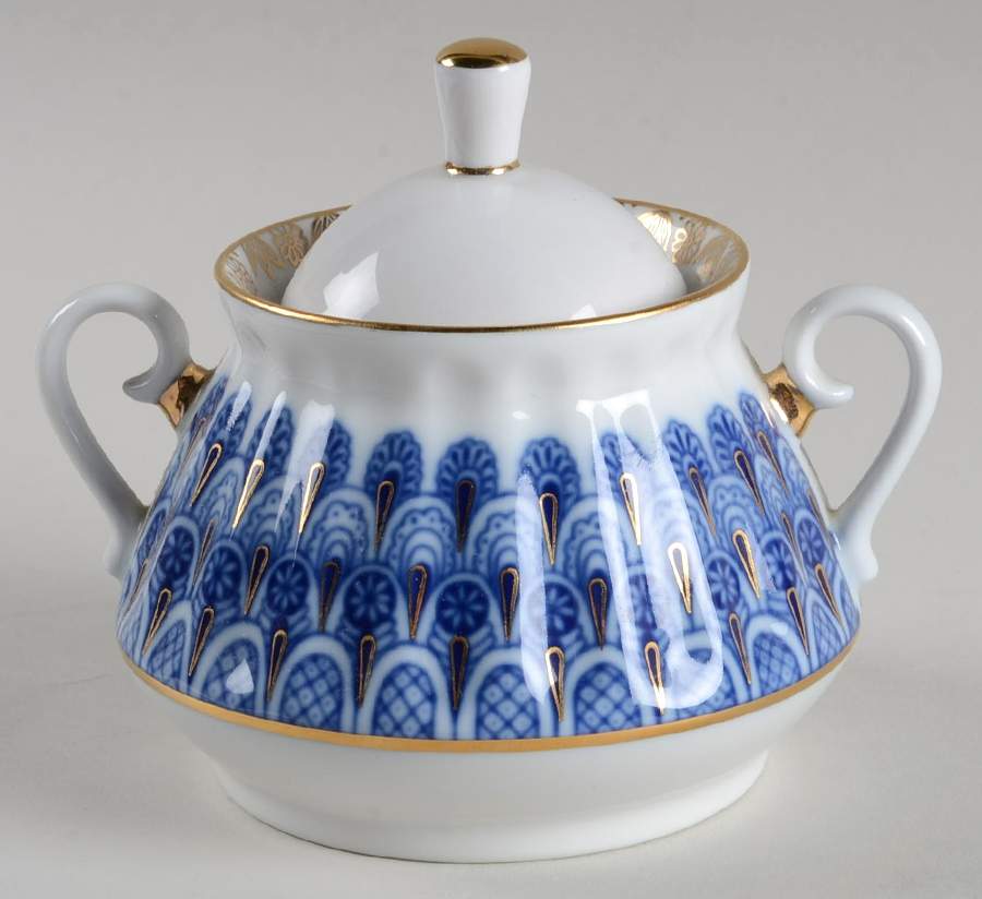 Forget Me Not Sugar Bowl & Lid by Lomonosov-1