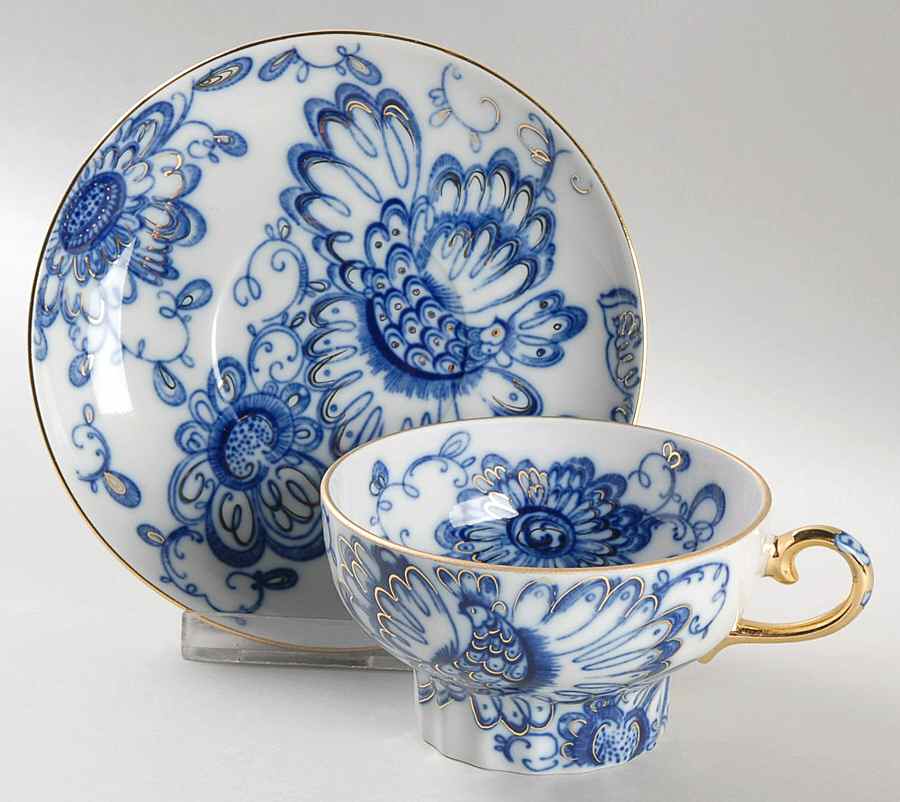 Singing Garden Flat Cup & Saucer Set by Lomonosov-1