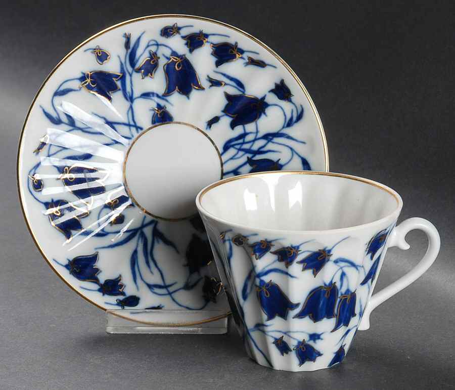 Bluebells Flat Cup & Saucer Set by Lomonosov-1