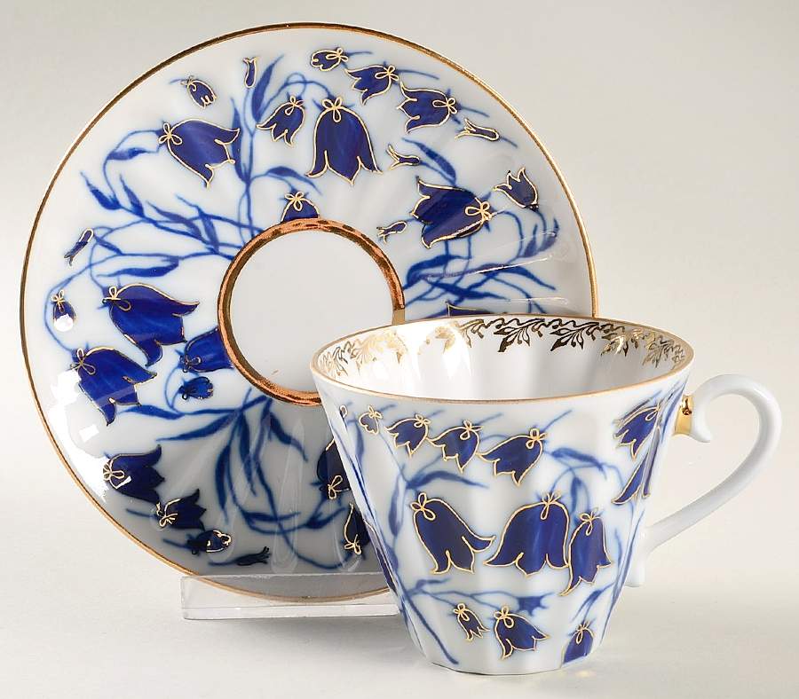 Bluebells Flat Cup & Saucer Set by Lomonosov-1
