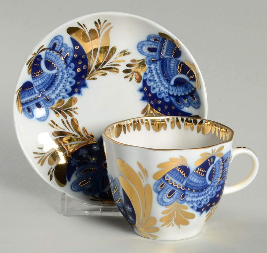 Golden Garden Flat Demitasse Cup & Saucer Set by Lomonosov-1