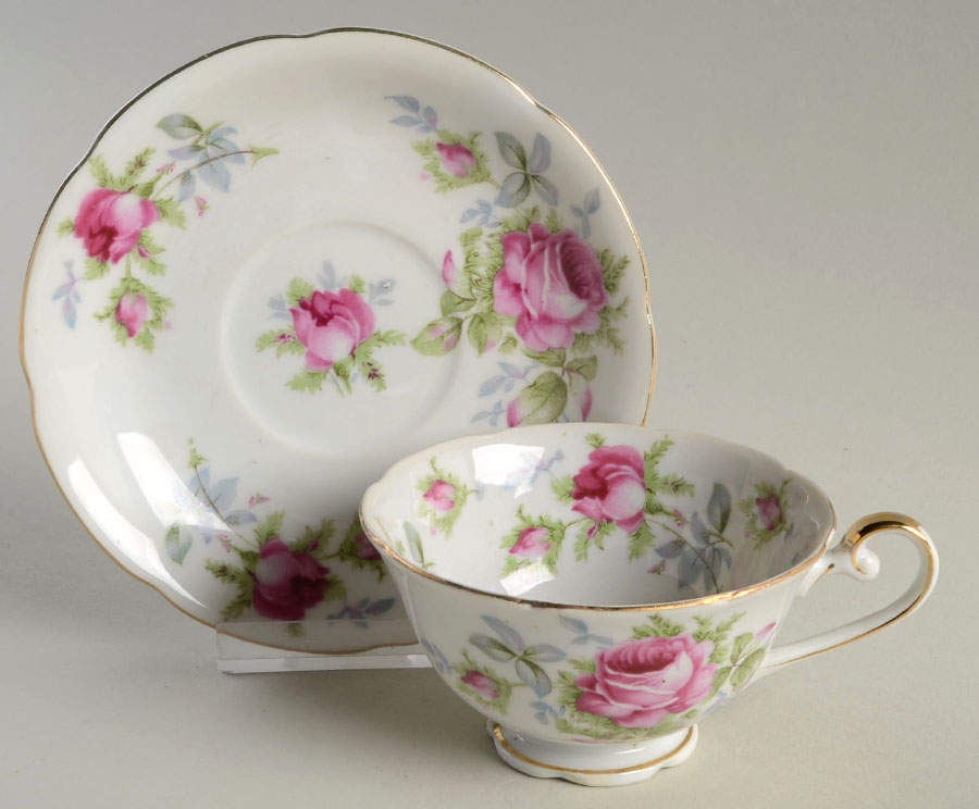 Elegant Rose Footed Cup & Saucer Set by Lefton-1