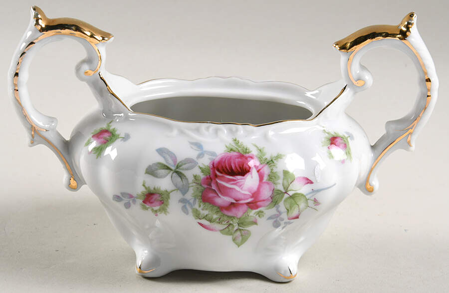Elegant Rose Sugar Bowl No Lid by Lefton-1