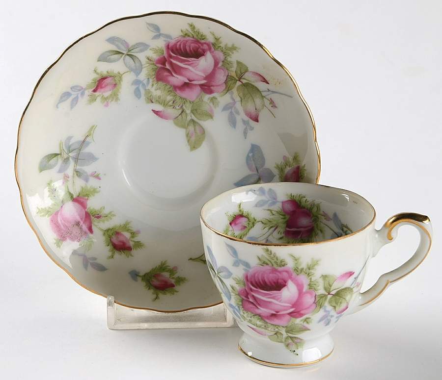 Elegant Rose Footed Demitasse Cup & Saucer Set by Lefton-1