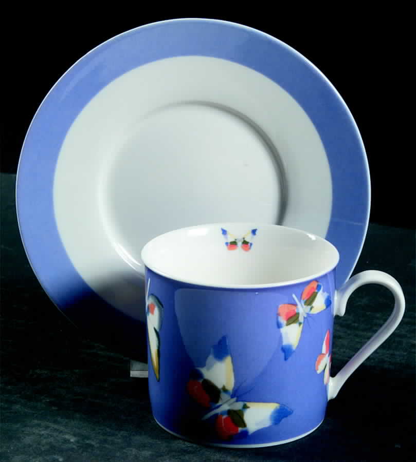Farfalla Purple Flat Cup & Saucer Set by Lynn's China-1
