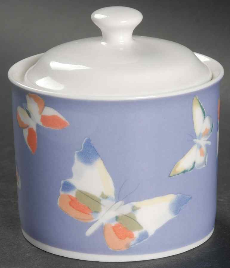 Farfalla Purple Sugar Bowl & Lid by Lynn's China-1